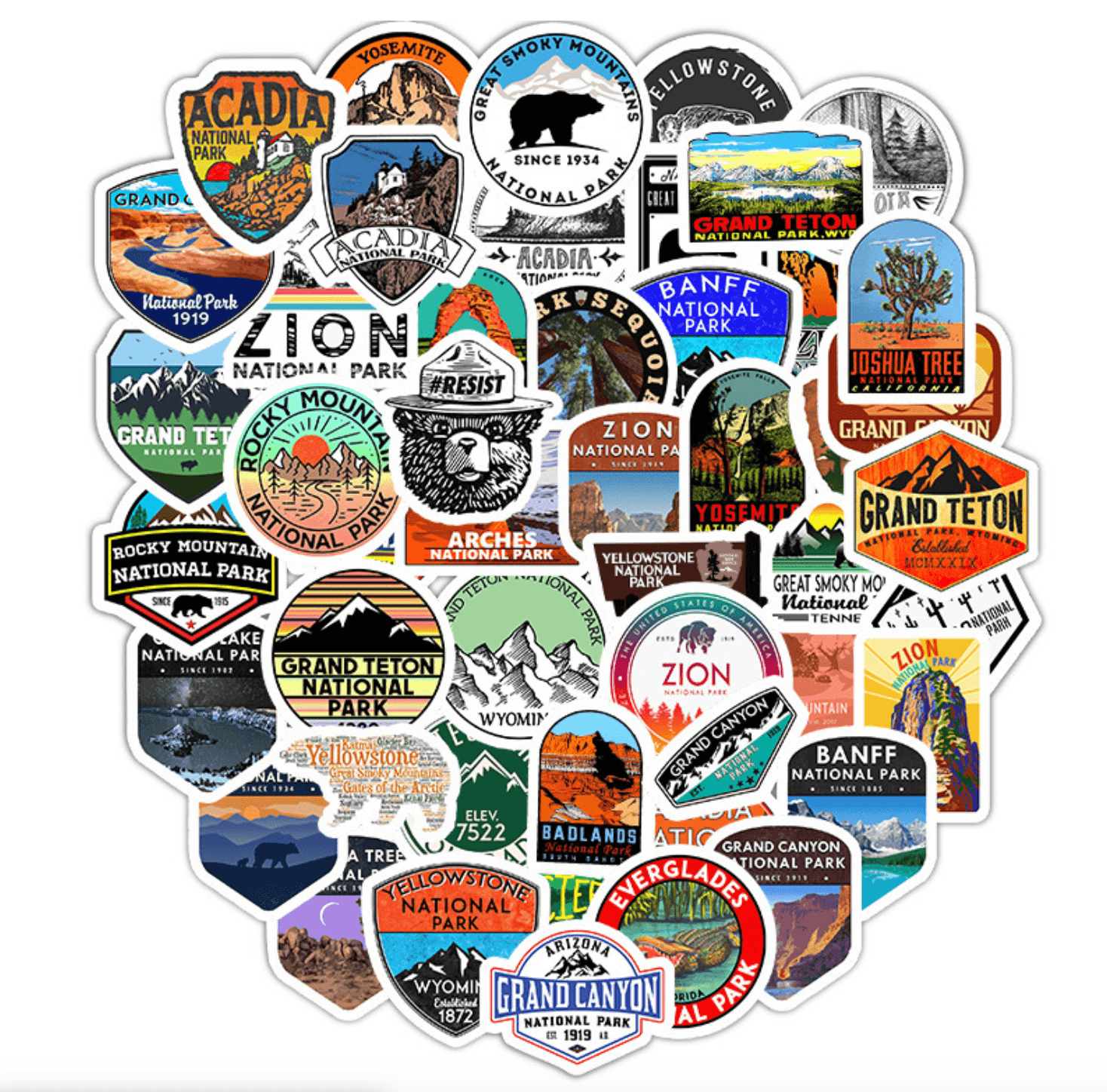 National Park Stickers 50Pcs - Silipac
