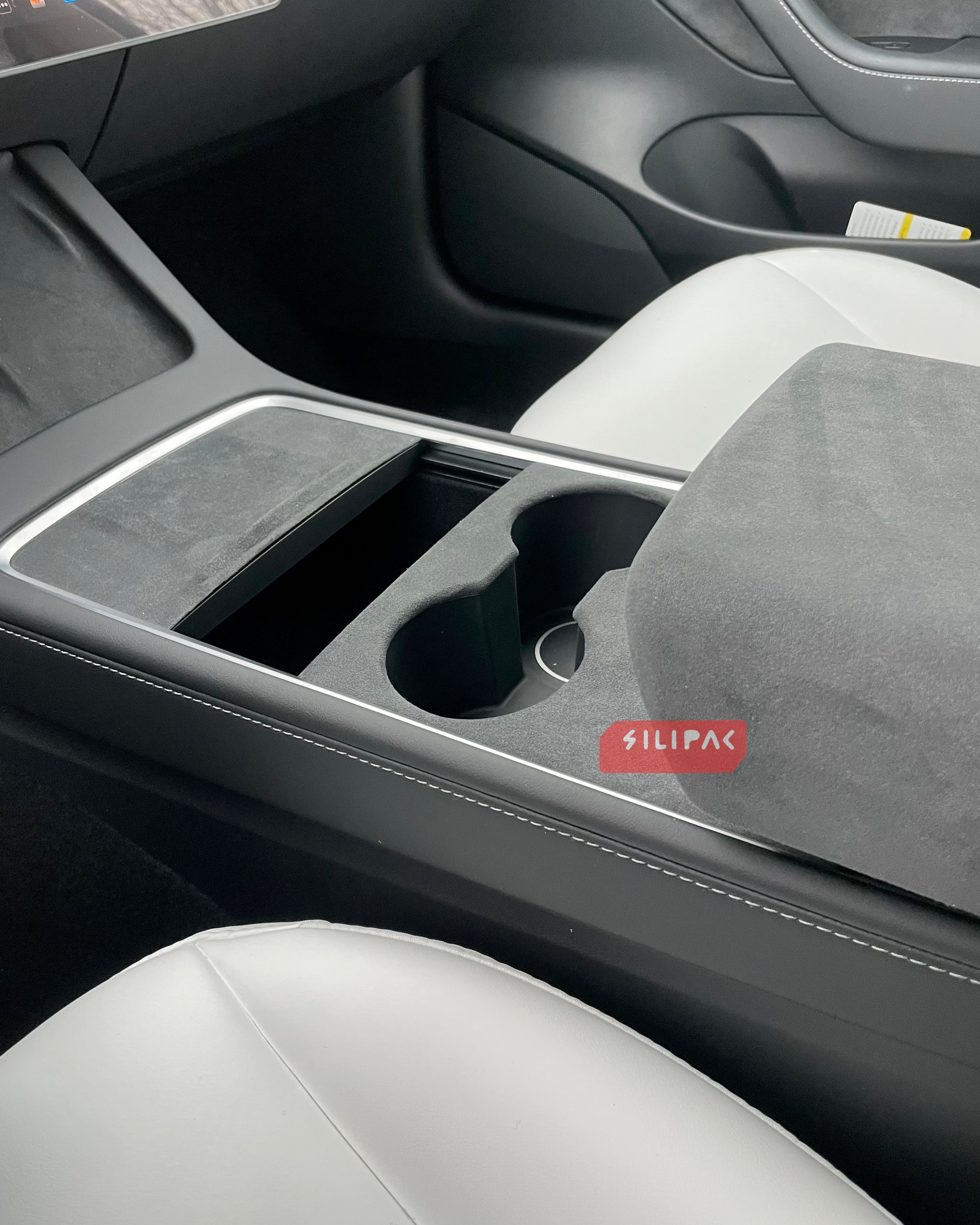 Tesla Model 3 Y Alcantara Suede Armrest Center Console lid Cover Gray 2017-2023