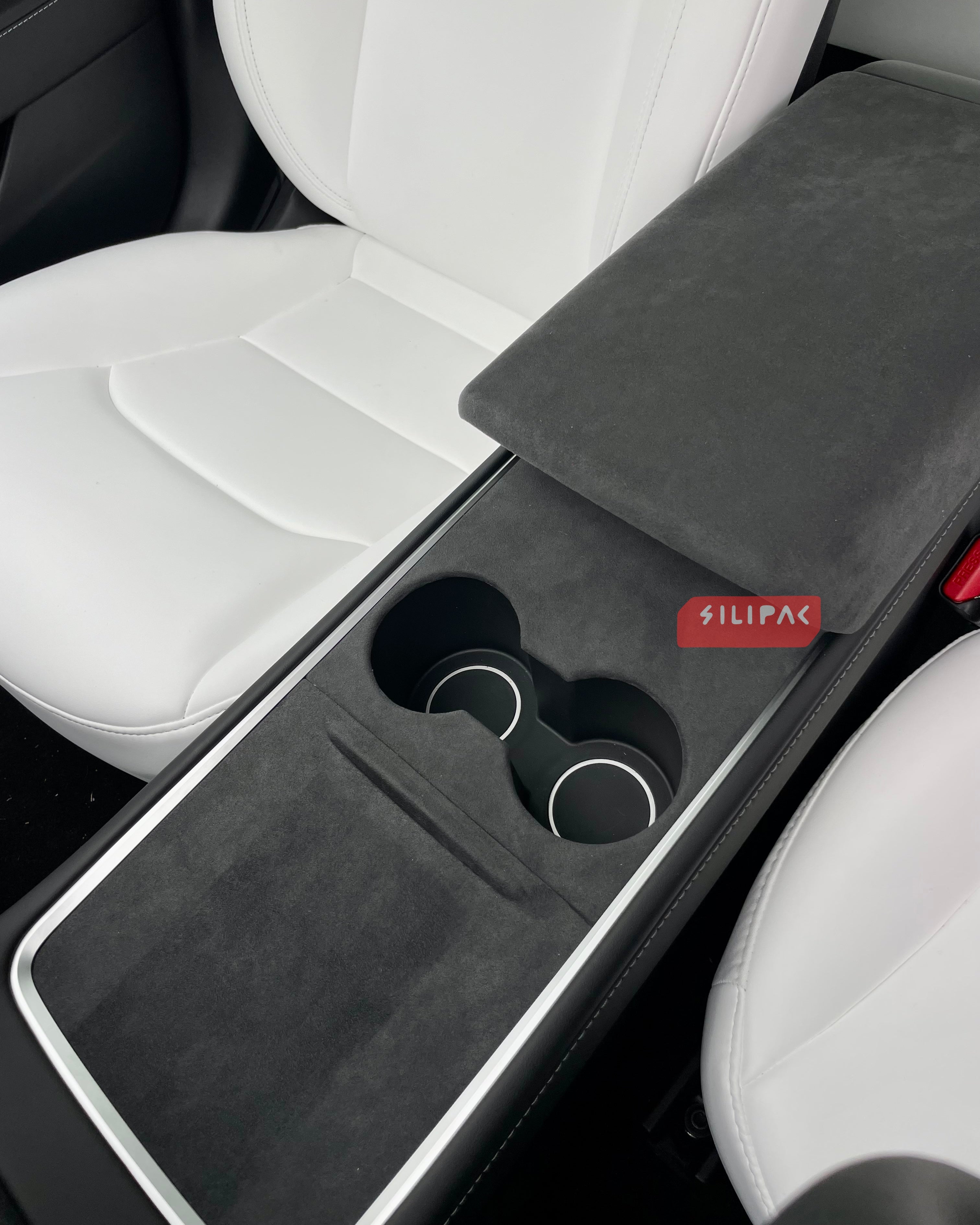 Tesla Model 3 Y Alcantara Suede Armrest Center Console lid Cover Gray 2017-2023