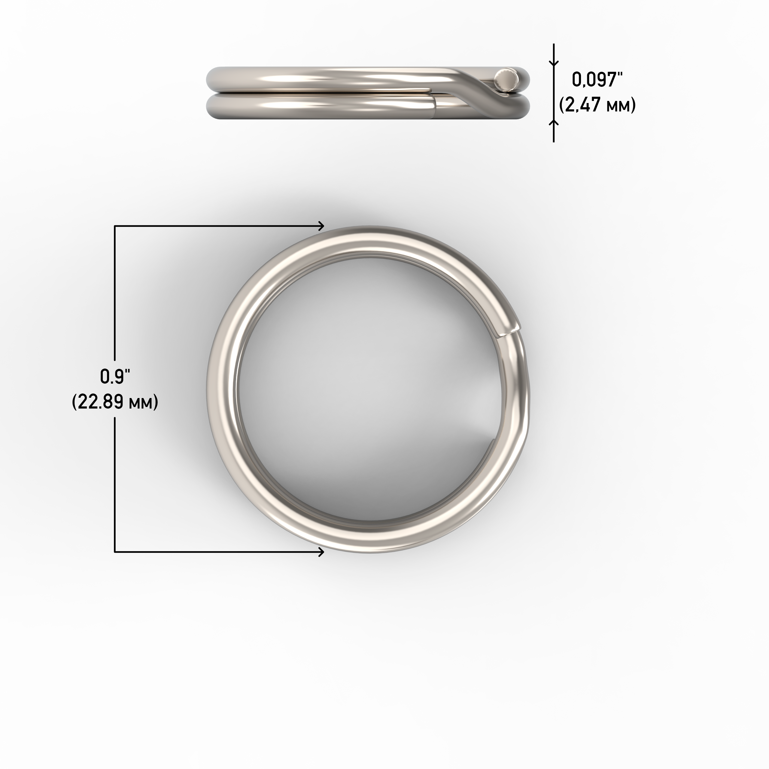 Silipac Keychain Rings Bulk 100 pcs - Split Ring Heavy Duty Crafts DIY Convenient Size 0.9 in (23 mm) - Steel Round Metal Key Rings