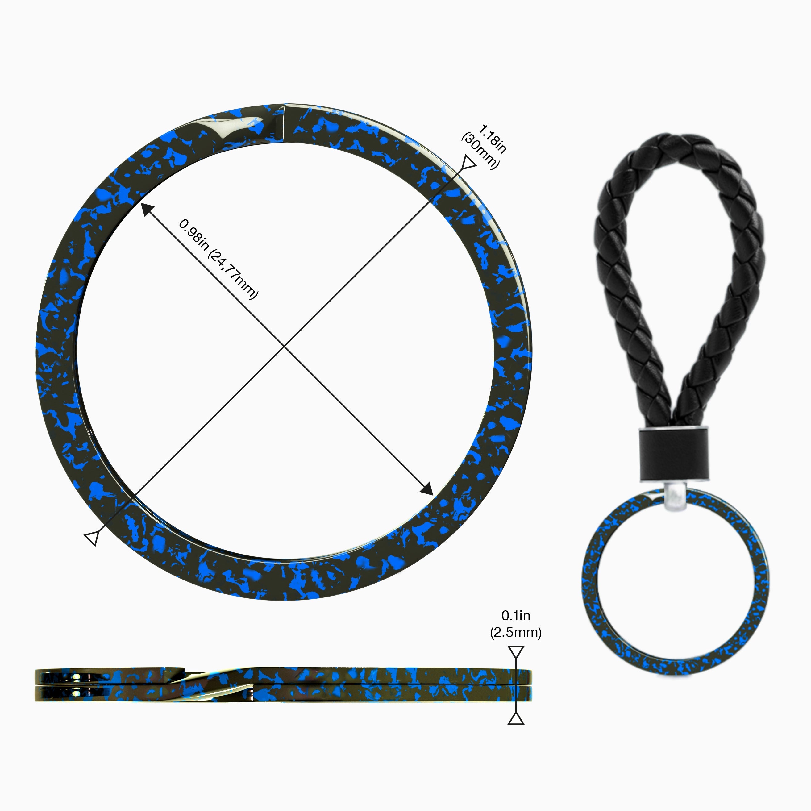 1.18" Premium Key Rings 5x Coatings (Azure Blue)