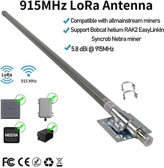 8dBi Helium LoRa Fiberglass Omni Antenna 23.62 inch Hnt Rak Bobcat 915MHz Nebra