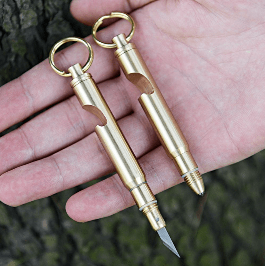 Silipac Multitool Keychain  (4 tools in 1), Solid brass - Silipac