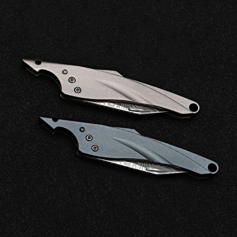 Utility Knife for Keychain Box Cutter Shark - Titanium - Silipac