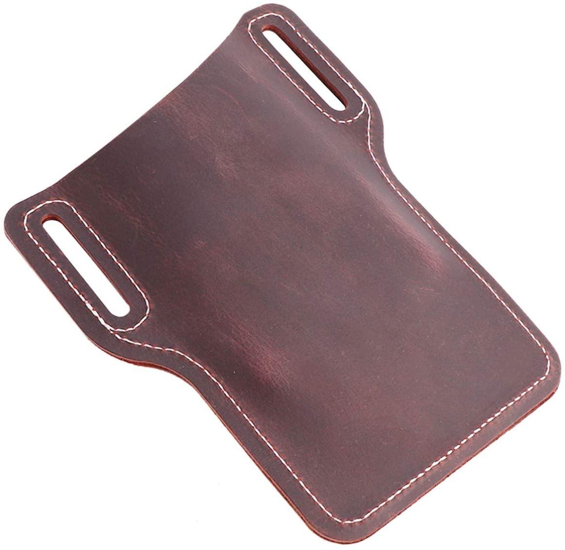 Phone Leather Case Belt Holster for Mobile Phone Protection iPhone Samsung EDC Sheath Pouch Men Handmade Leather Waist Dark Brown - Silipac