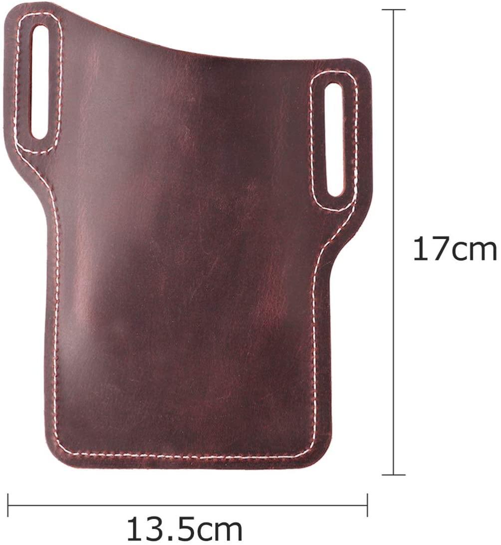 Phone Leather Case Belt Holster for Mobile Phone Protection iPhone Samsung EDC Sheath Pouch Men Handmade Leather Waist Dark Brown - Silipac