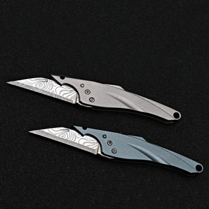 Utility Knife for Keychain Box Cutter Shark - Titanium - Silipac