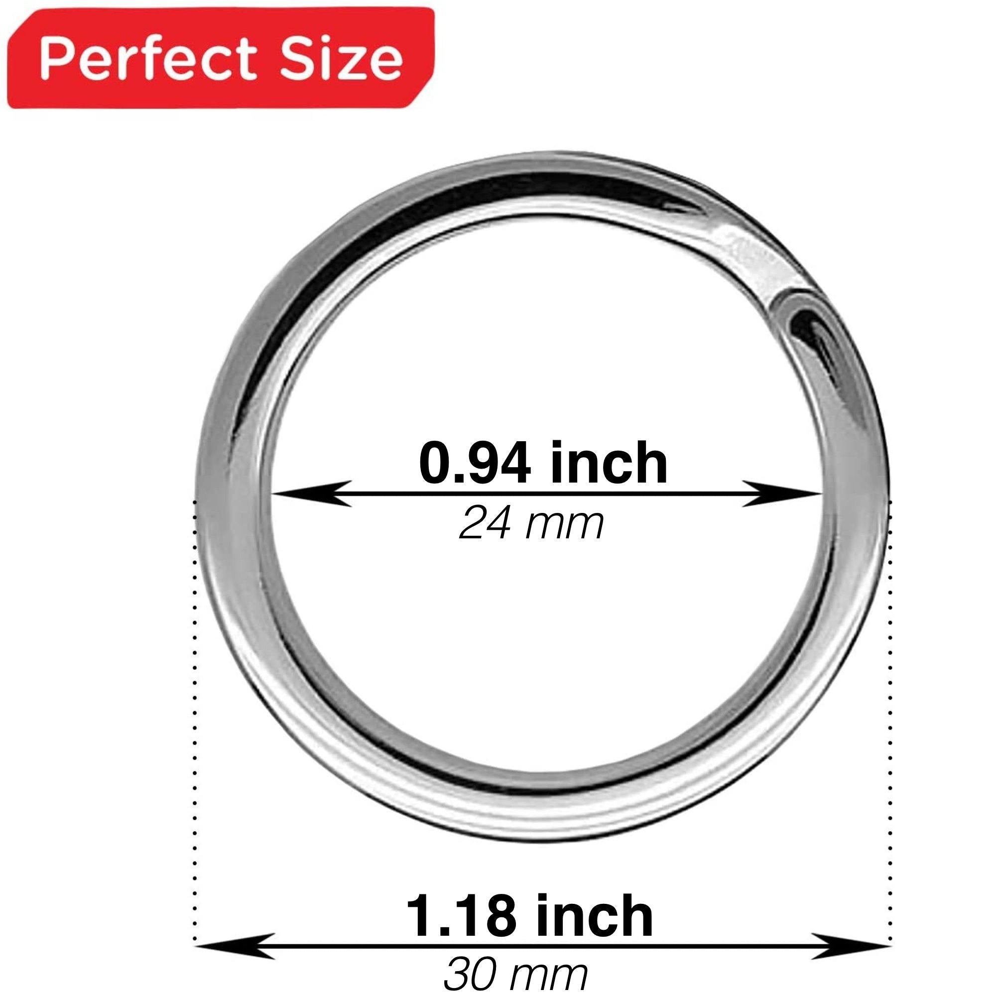 Silipac Keychain Rings Bulk 100 pcs - Split Ring Heavy Duty Crafts DIY  Convenient Size 0.9 in (23 mm) - Steel Round Metal Key Rings