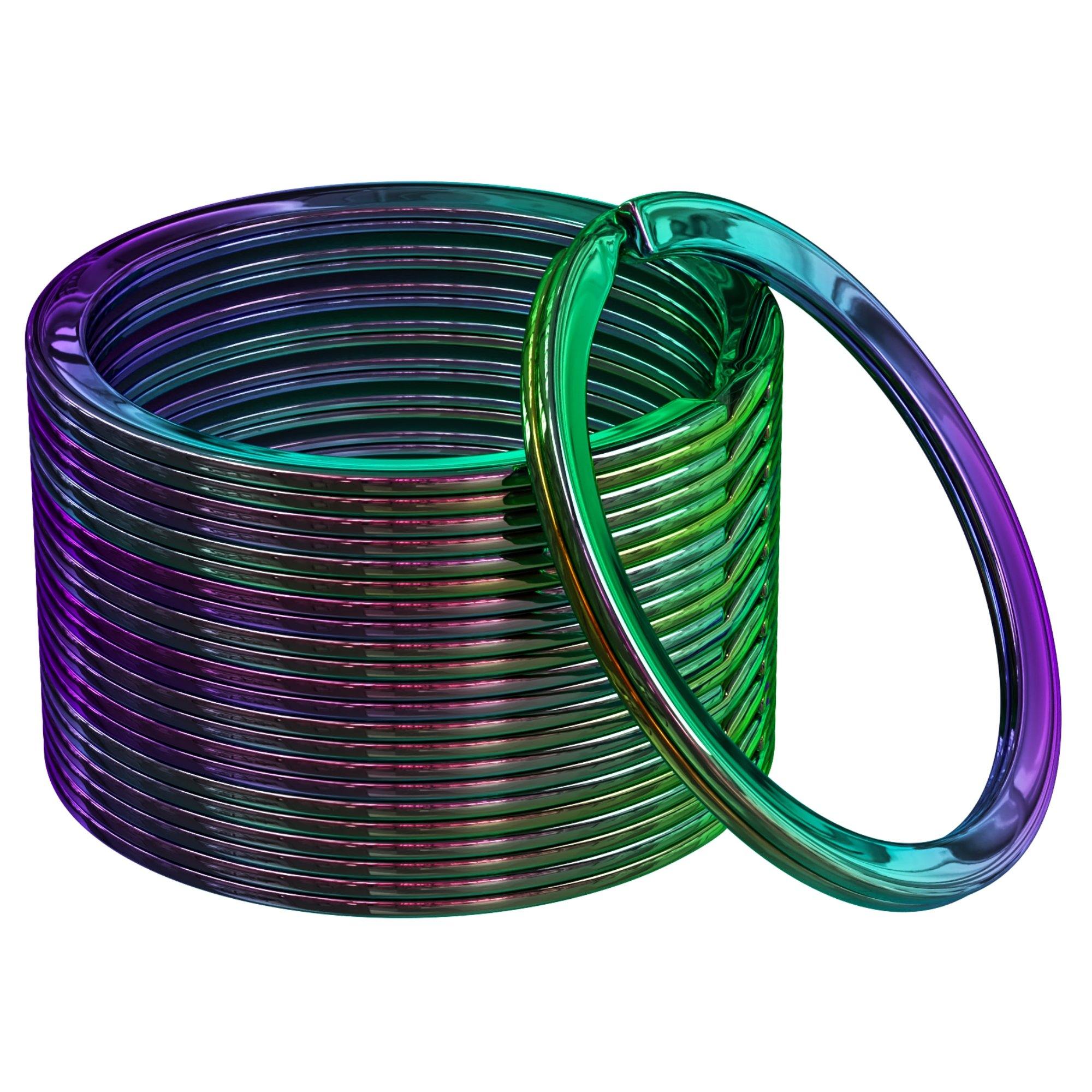 1.18" Metal Split Key Rings PVD Coated(12pcs, Rainbow Color) - Silipac